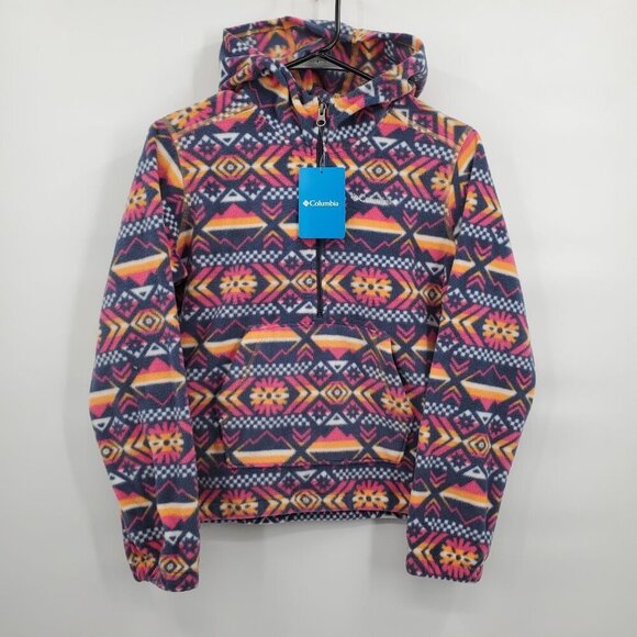 Columbia Benton Springs Long Sleeve Hoodie Girls Size Large NWT Half Zip Aztec - Picture 1 of 15
